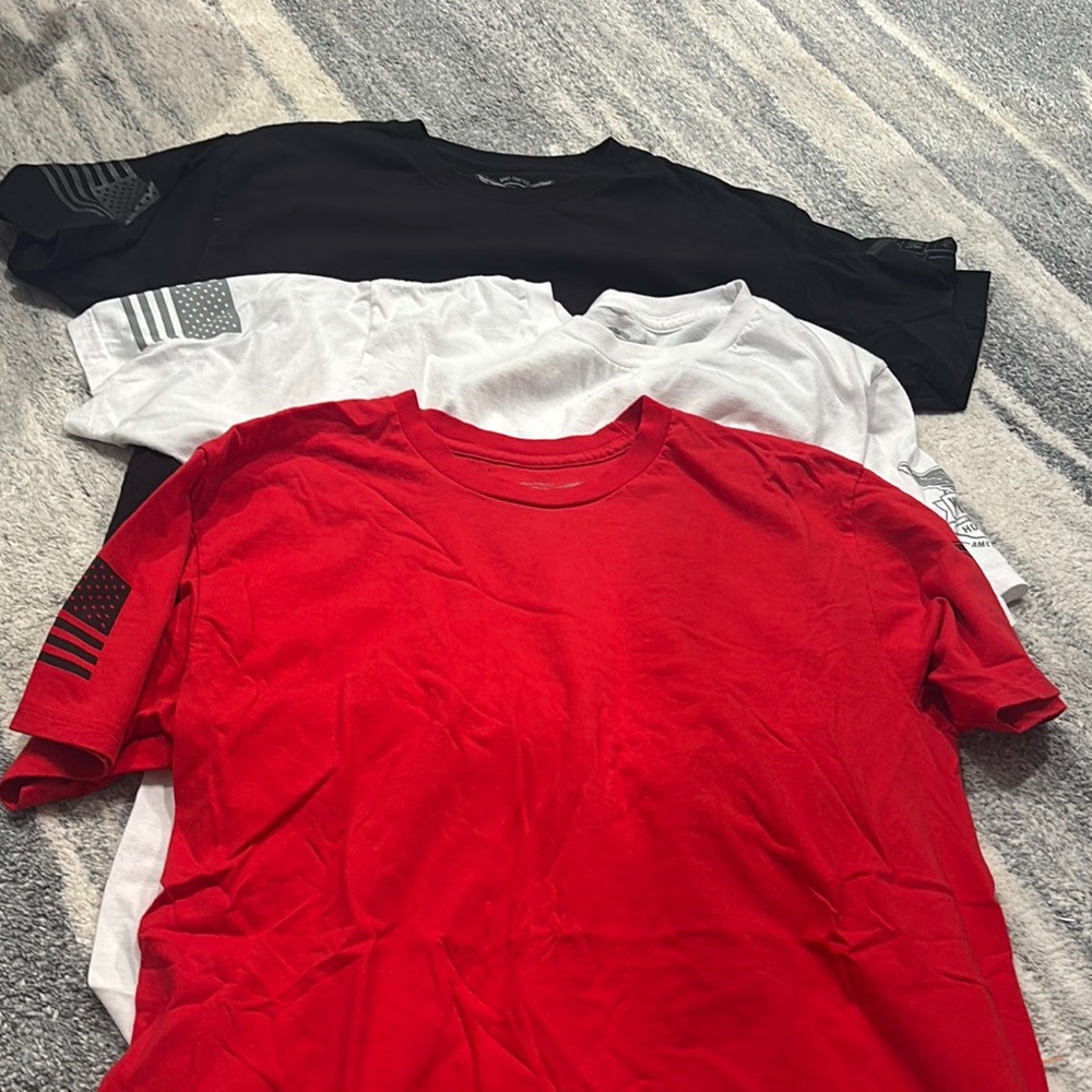 Men's Red, Black, and White T-Shirt Set